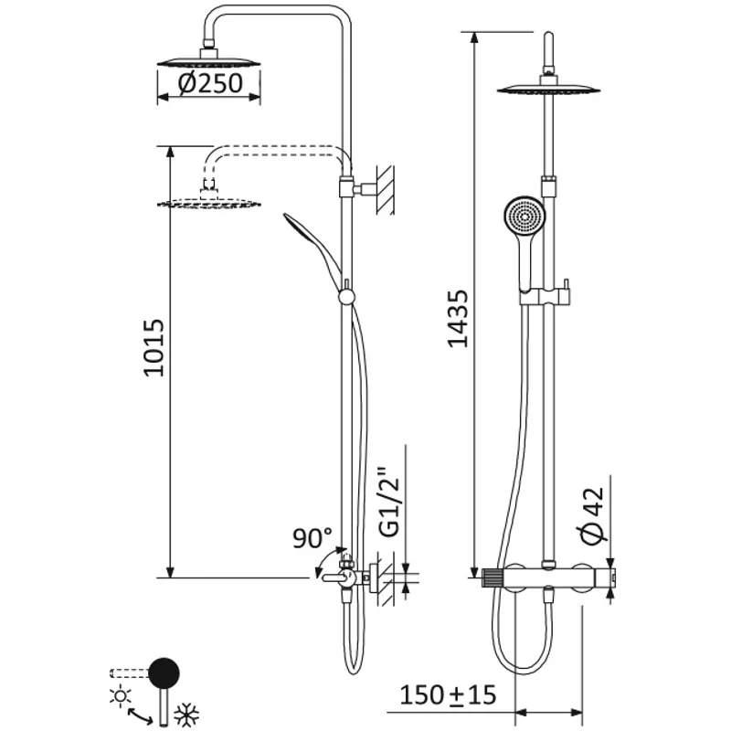 Душевая система Cezares Leaf LEAF-CDA-25-L-NOP Черная матовая