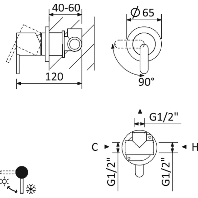 Встраиваемый смеситель Cezares LEAF-DIM-L-SR
