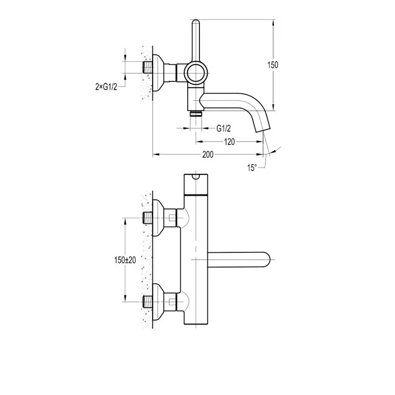 Смеситель для ванны и душа Cezares ECO-VD-BORO