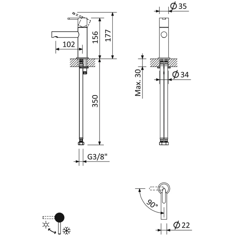 Смеситель для раковины Cezares LEAF-LSM1-L-01-W0
