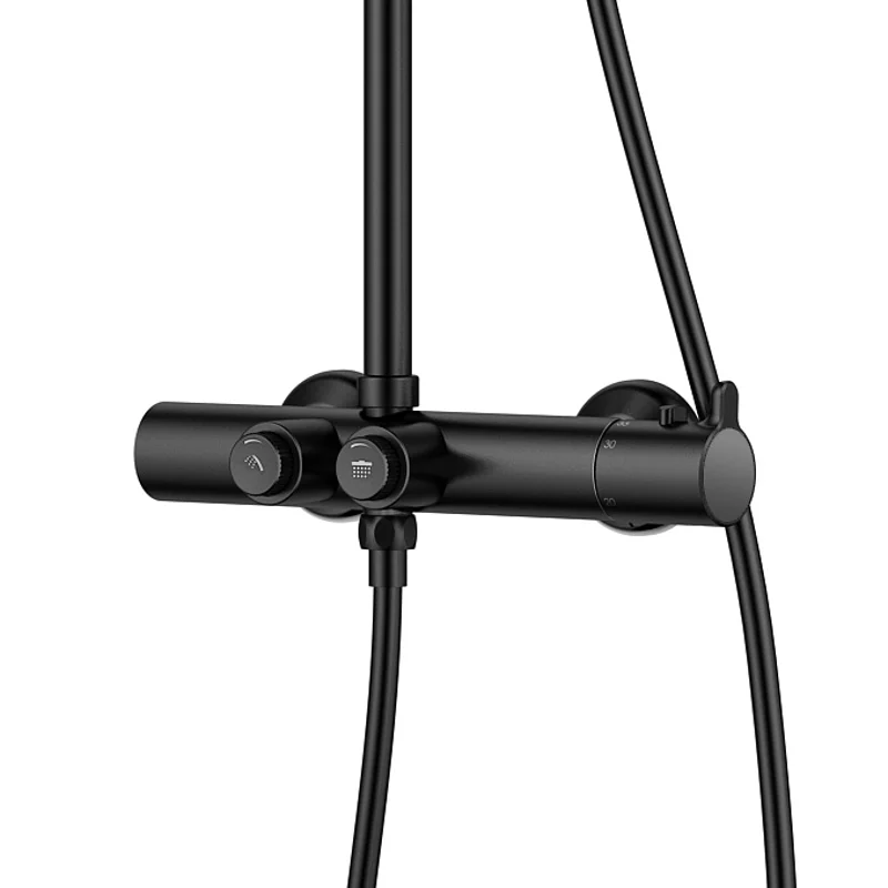 Душевая система Cezares Eco ECO-CD-T-NOP с термостатом Черная матовая