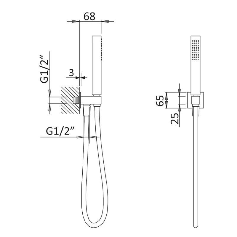 Ручной душ с гибким шлангом и штуцером держателем Cezares PORTA-DEFM-SR