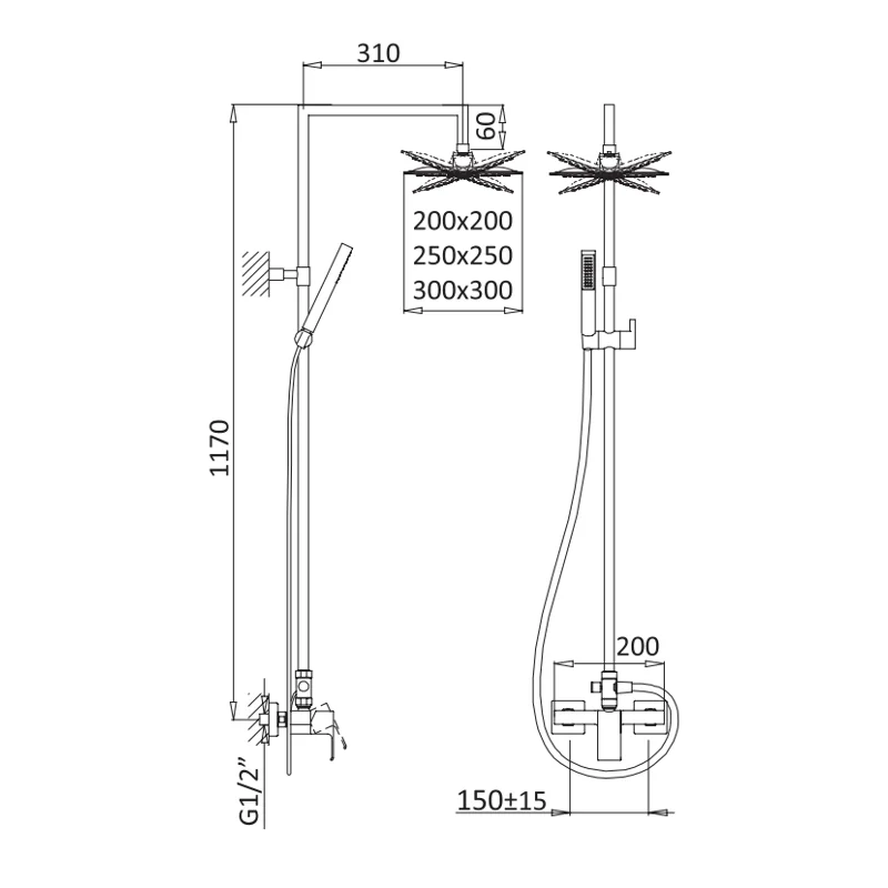 Душевая колонна со смесителем CEZARES PORTA-CD-BIO