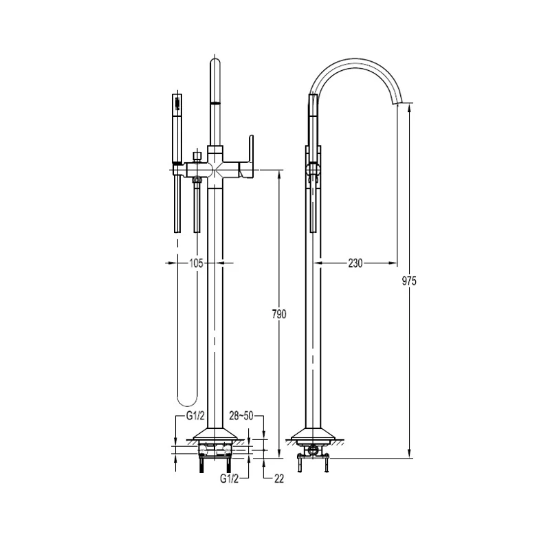 Напольный смеситель для ванны Cezares ECO-VDP-BORO