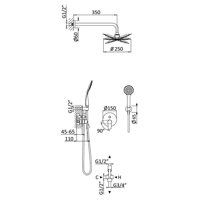 Душевая система Cezares Nautic NAUTIC-DSIP-01 Хром