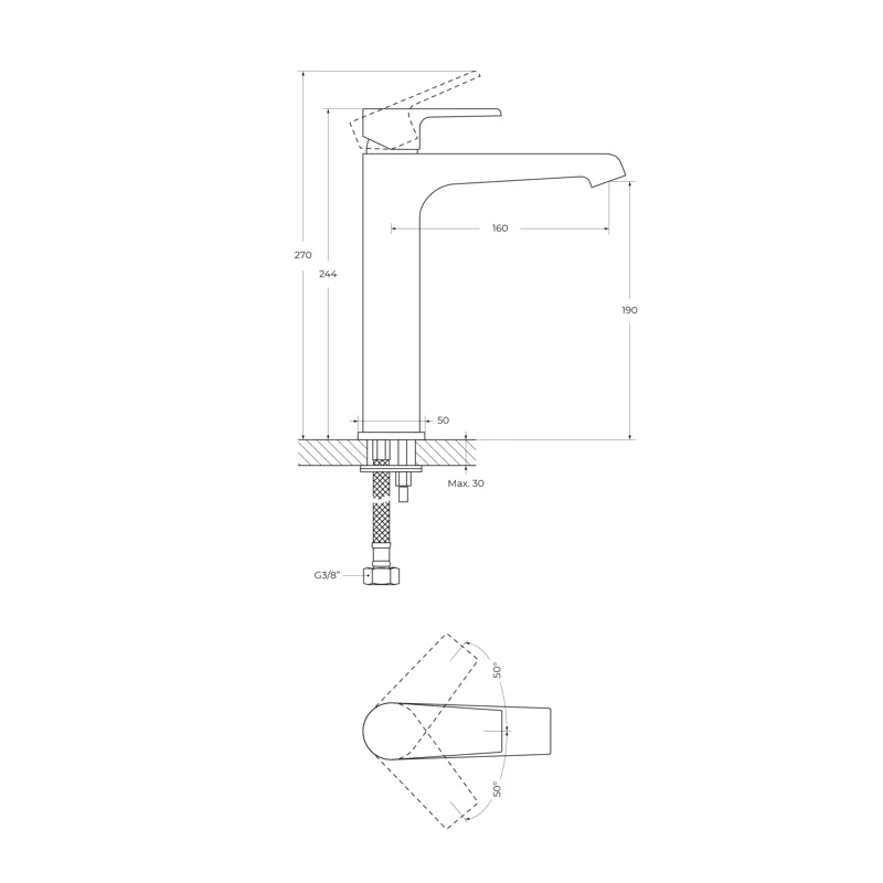 Смеситель для накладной раковины Cezares NAUTIC-LC-01-W0
