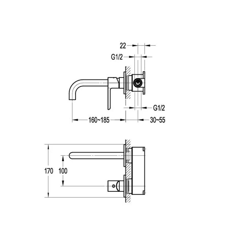 Смеситель встраиваемый для раковины Cezares ECO-DI-BORO
