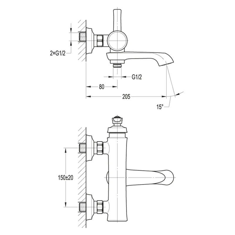 Смеситель для ванны и душа Cezares LIBERTY-F-VD-01