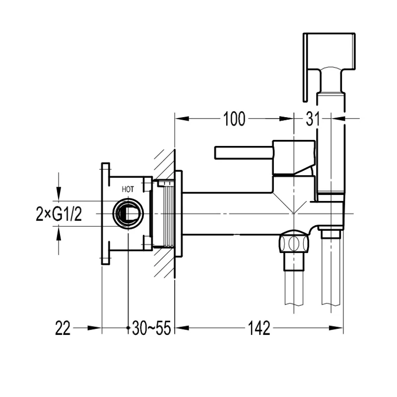 Гигиенический душ со смесителем Cezares ECO-DIF-BORO