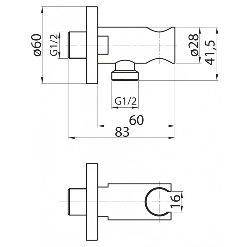 Шланговое подключение с держателем ручного душа Cezares CZR-AI13-01