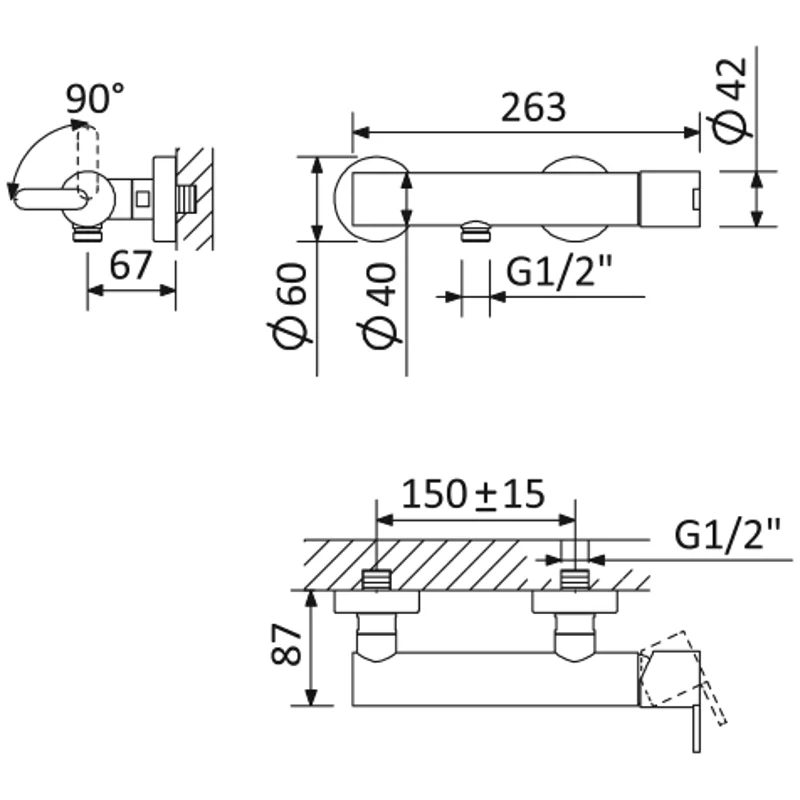 Смеситель для душа Cezares LEAF-D-L-01