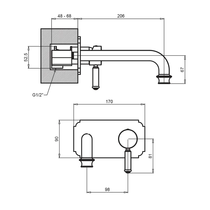Смеситель для раковины встраиваемый Cezares APHRODITE APHRODITE-BLSM2-03/24-Bi