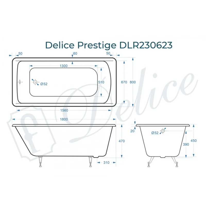 Ванна чугунная Delice Prestige 180х80 DLR230623