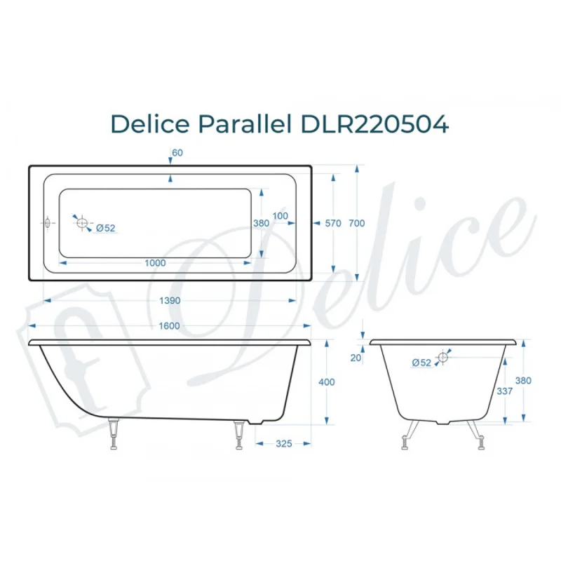 Ванна чугунная Delice Parallel 160х70 DLR220504