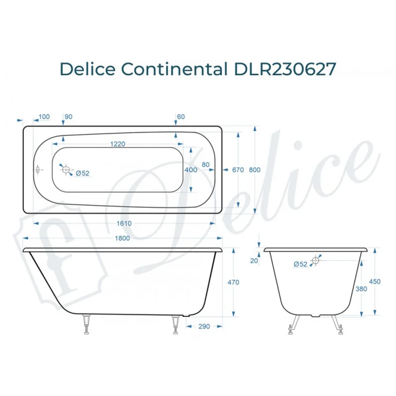 Ванна чугунная Delice Continental 180х80 DLR230627