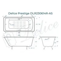 Ванна чугунная Delice Prestige 160х70 с отверстиями под ручки DLR230614R