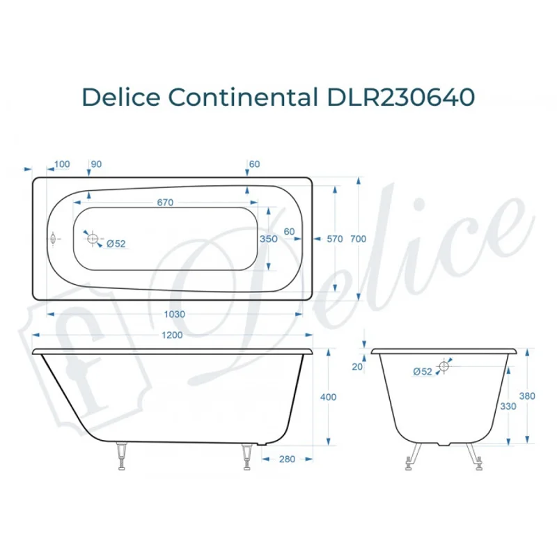 Ванна чугунная Delice Continental 120х70 DLR230640