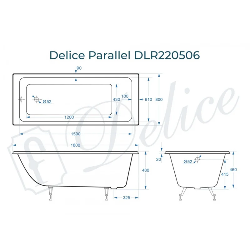 Ванна чугунная Delice Parallel 180х80 DLR220506