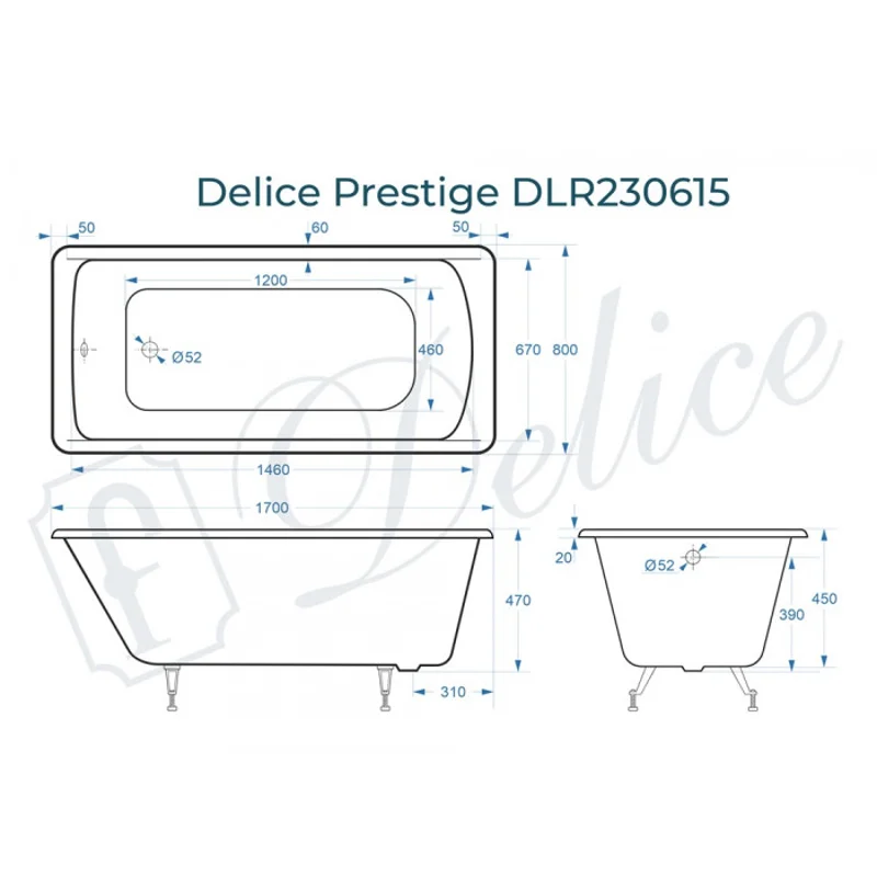 Ванна чугунная Delice Prestige 170х80 DLR230615