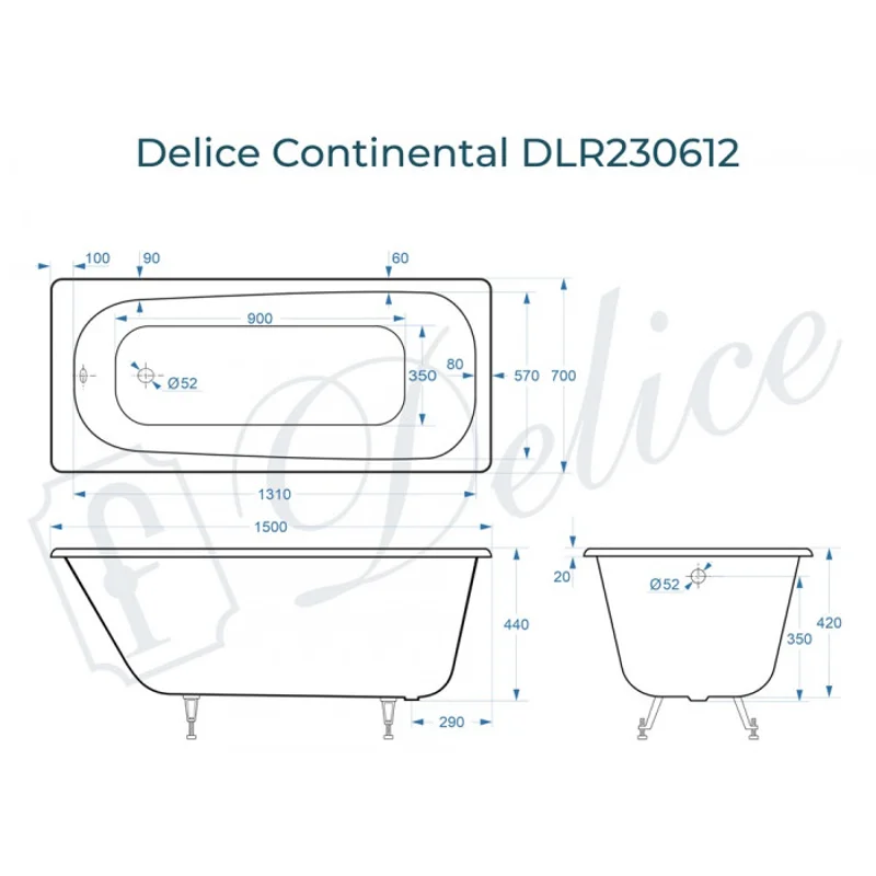 Ванна чугунная Delice Continental 150х70 DLR230612