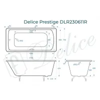 Ванна чугунная Delice Prestige 175х75 с отверстиями под ручки DLR230611R