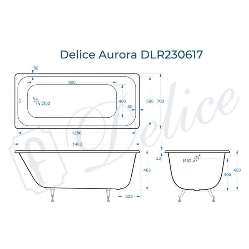 Ванна чугунная Delice Aurora 140х70 DLR230617