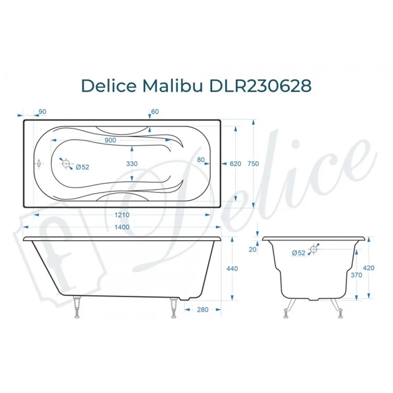Ванна чугунная Delice Malibu 140х75 DLR230628