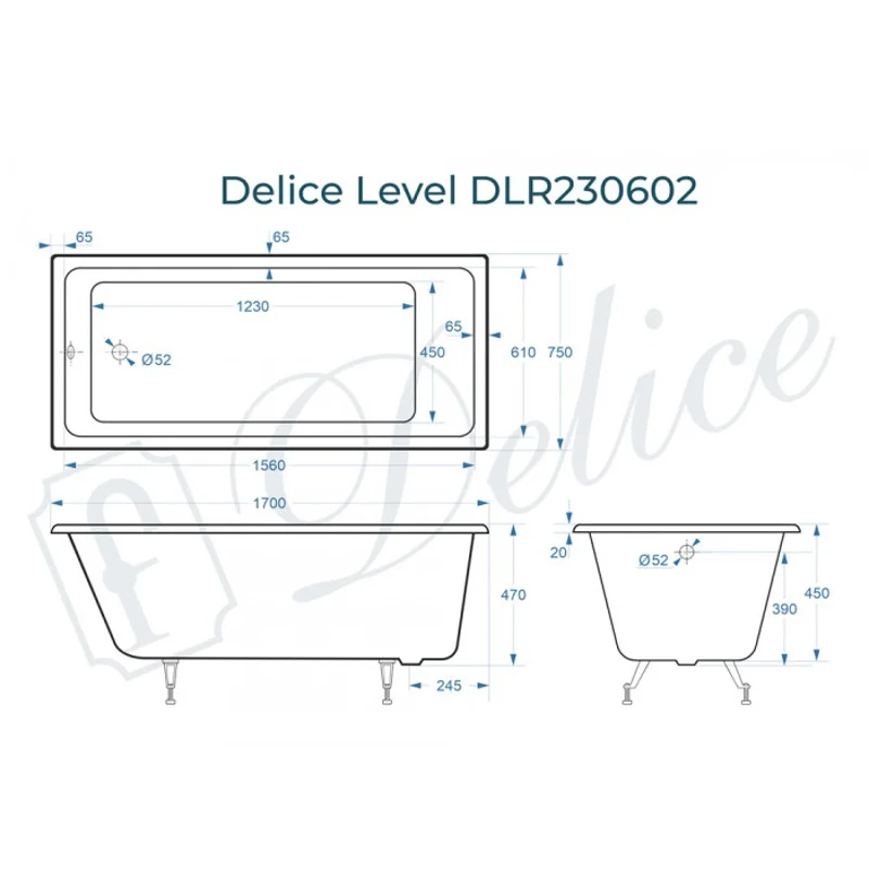 Ванна чугунная Delice Level 170х75 DLR230602