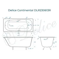 Ванна чугунная Delice Continental 170х70 с отверстиями под ручки DLR230613R