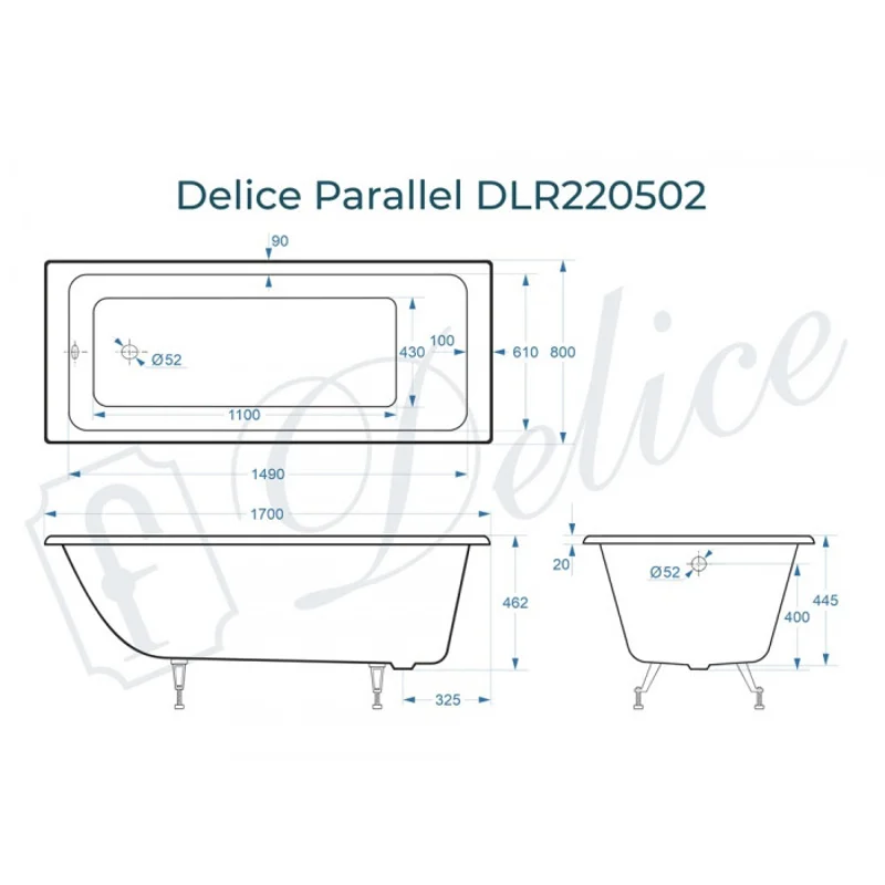 Ванна чугунная Delice Parallel 170х80 DLR220502