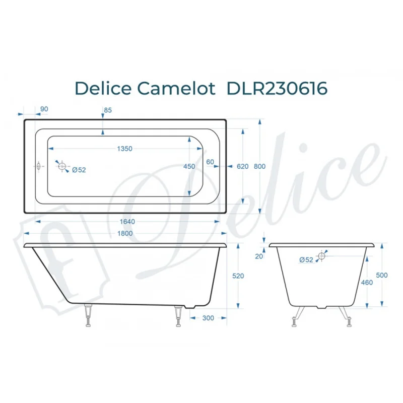 Ванна чугунная Delice Camelot 180х80 DLR230616