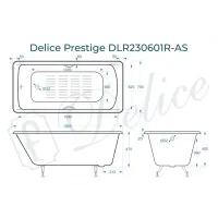 Ванна чугунная Delice Prestige 180х75 с отверстиями под ручки и антискользящим покрытием DLR230601R-AS