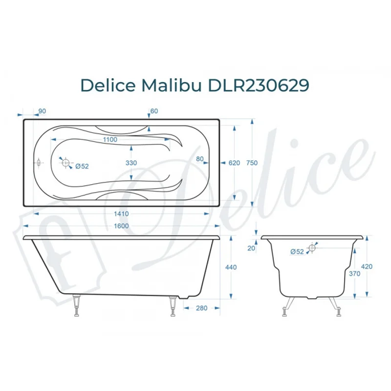 Ванна чугунная Delice Malibu 160х75 DLR230629