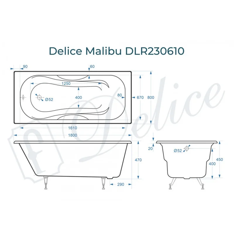 Ванна чугунная Delice Malibu 180х80 DLR230610