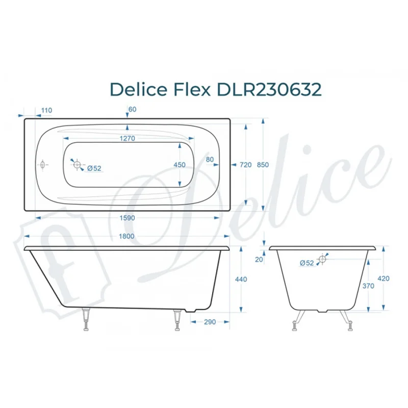 Ванна чугунная Delice Flex 180х85 DLR230632