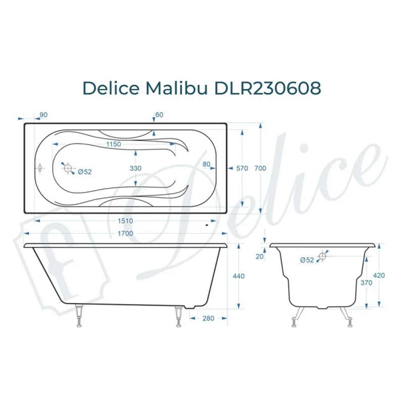 Ванна чугунная Delice Malibu 170х70 DLR230608