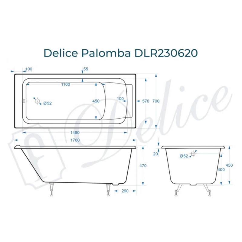 Ванна чугунная Delice Palomba 170х70 DLR230620