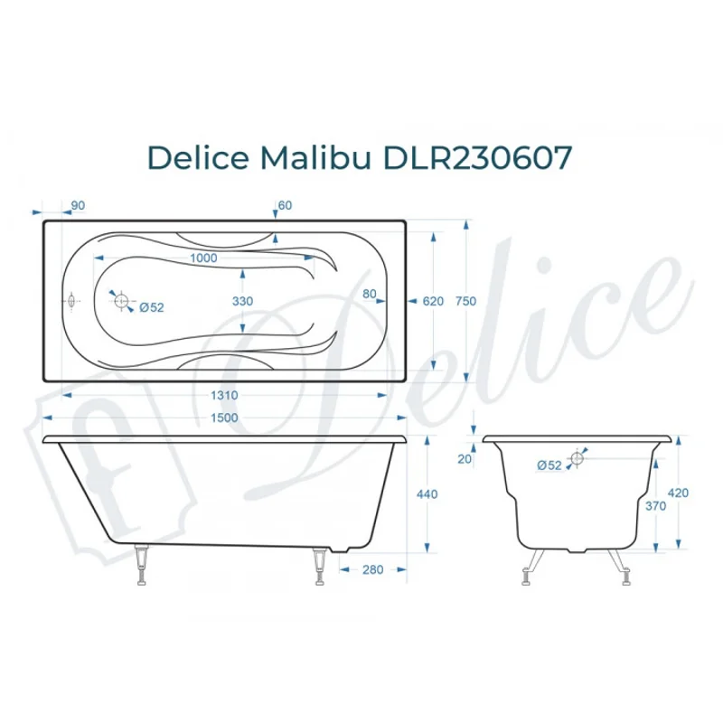 Ванна чугунная Delice Malibu 150х75 DLR230607