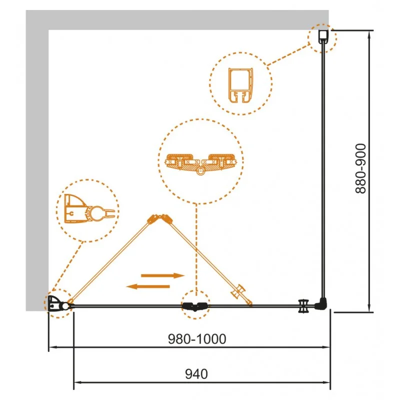 Душевой уголок Cezares ECO-O-ASH-1-100/90-C-Cr