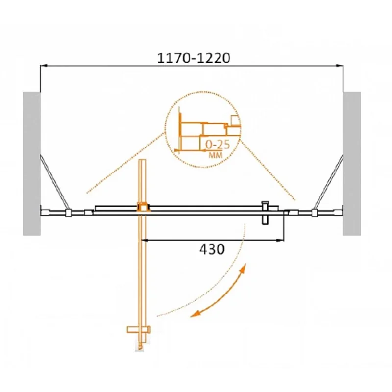 Душевая дверь CEZARES MOLVENO-BA-12-70+50-C-Cr-IV