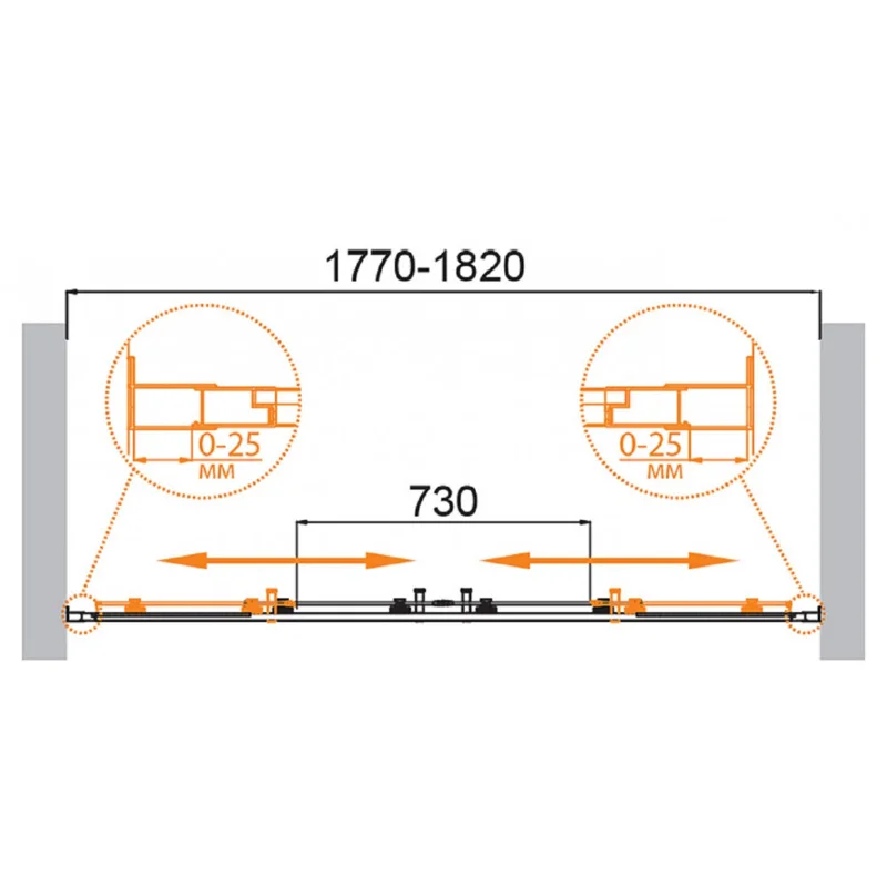 Душевая дверь CEZARES MOLVENO-BF-2-180-P-Cr