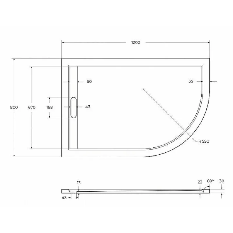 Поддон из искусственного мрамора CEZARES TRAY-AS-RH-100/80-30-W-L