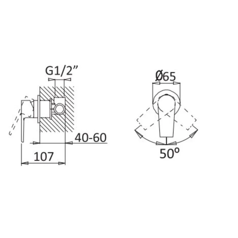 Встраиваемый смеситель для душа Cezares NAUTIC-DIM-SS