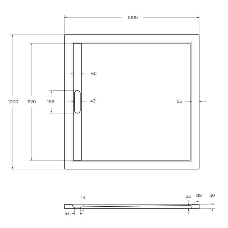 Поддон из искусственного мрамора CEZARES TRAY-AS-A-100-30-W