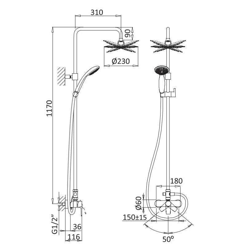 Душевая стойка CEZARES NAUTIC-CD-25-SS