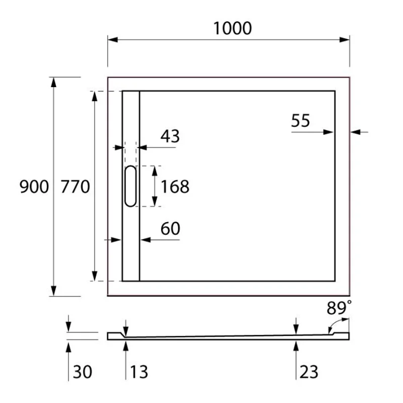 Поддон из искусственного мрамора CEZARES TRAY-AS-AH-100/90-30-W