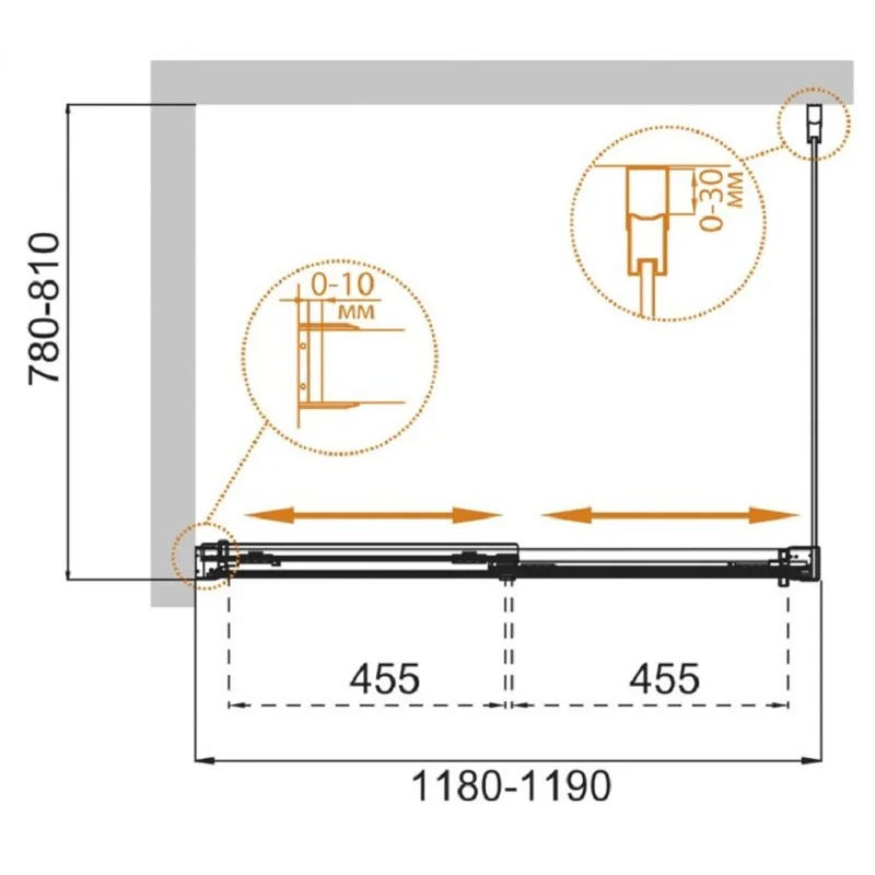 Душевой уголок Cezares TANDEM-SOFT-AH-2-120/80-C-Cr-IV