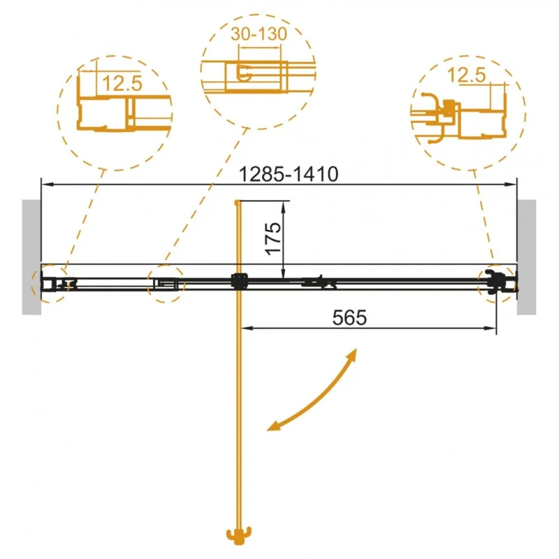 Душевая дверь CEZARES VARIANTE-B-1-130/140-C-Cr