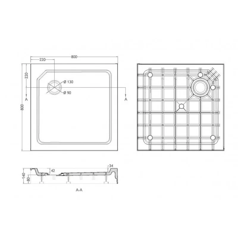 Душевой поддон из стеклокомпозита CEZARES TRAY-SMC-A-80-550-150-W