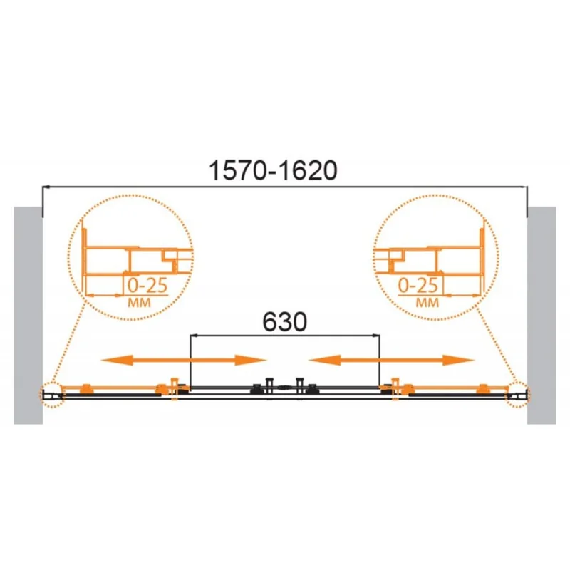 Душевая дверь CEZARES MOLVENO-BF-2-160-C-Cr-IV